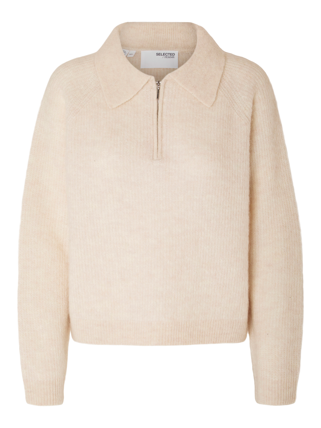 Sia Mynte half zip genser med krage - Beige/ Birch