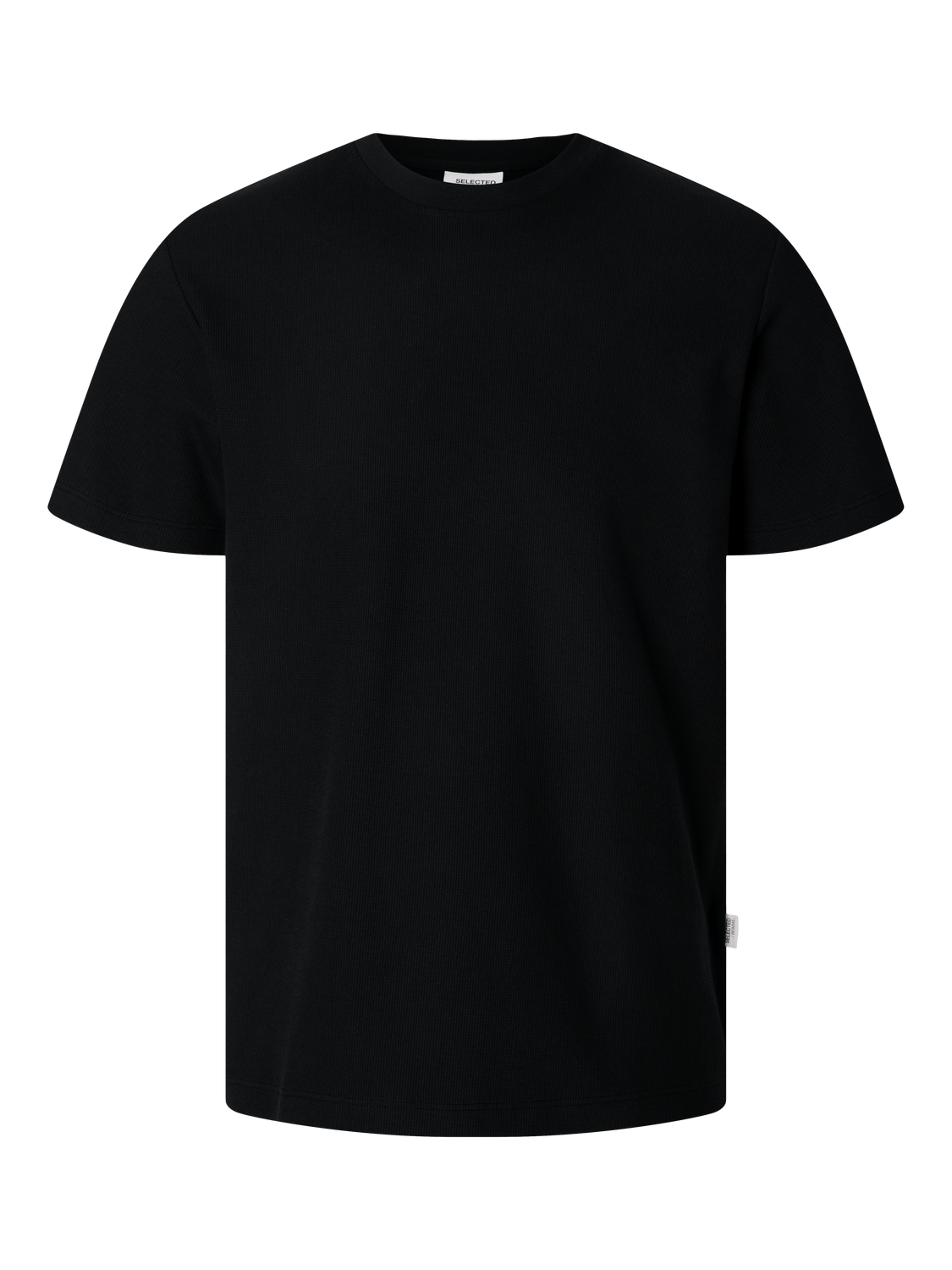 SELECTED HOMME - RELAX WALT WAFFLE T-Shirt - Black