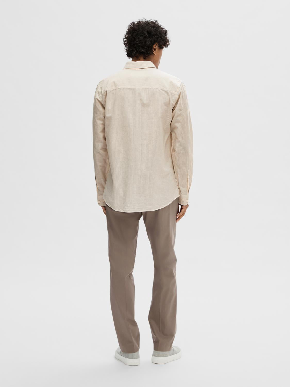 Slim lin skjorte - Beige/ Pure Cashmere