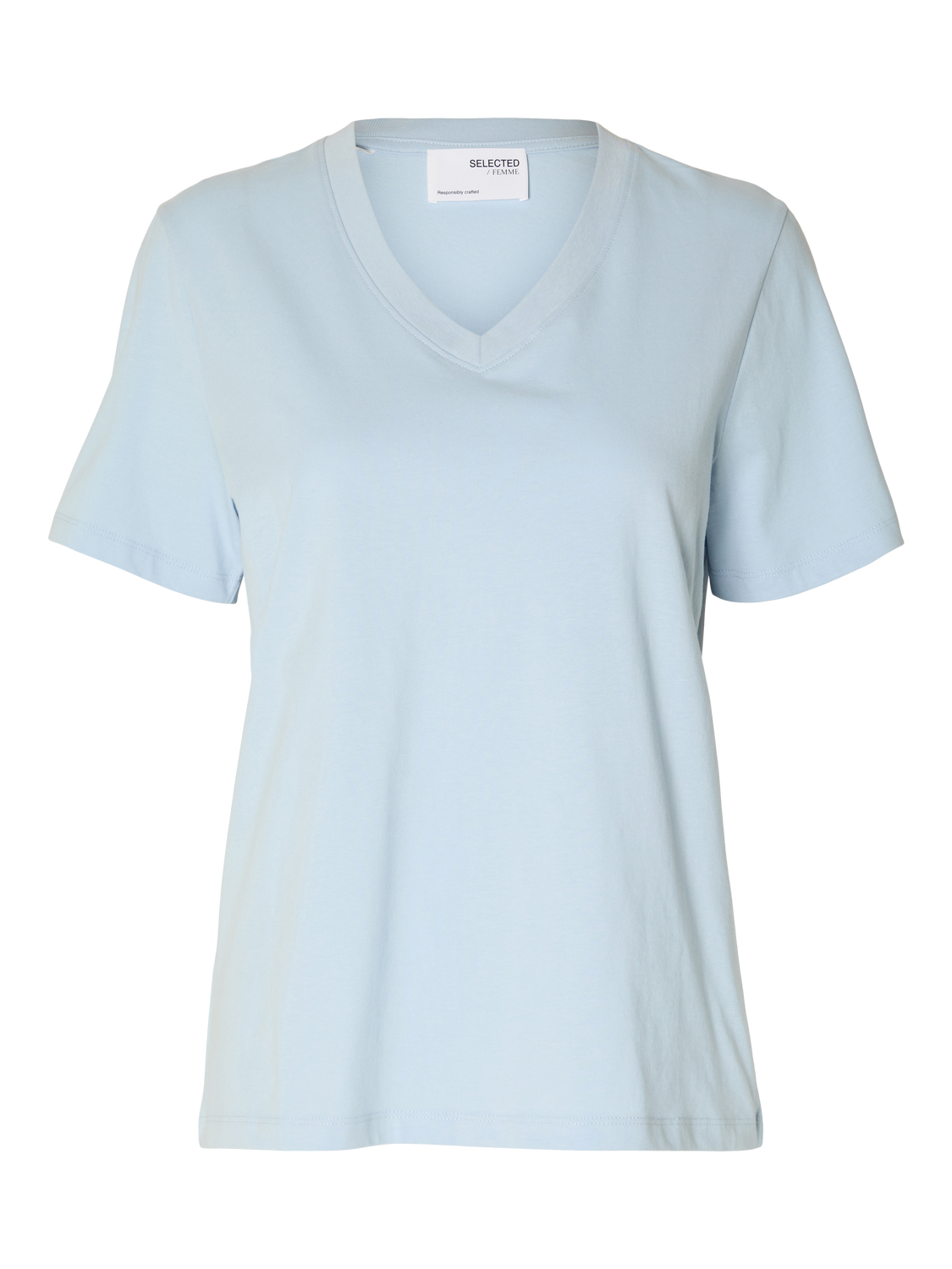 SELECTED FEMME - ESSENTIAL V-NECK T-Shirt - Cashmere Blue
