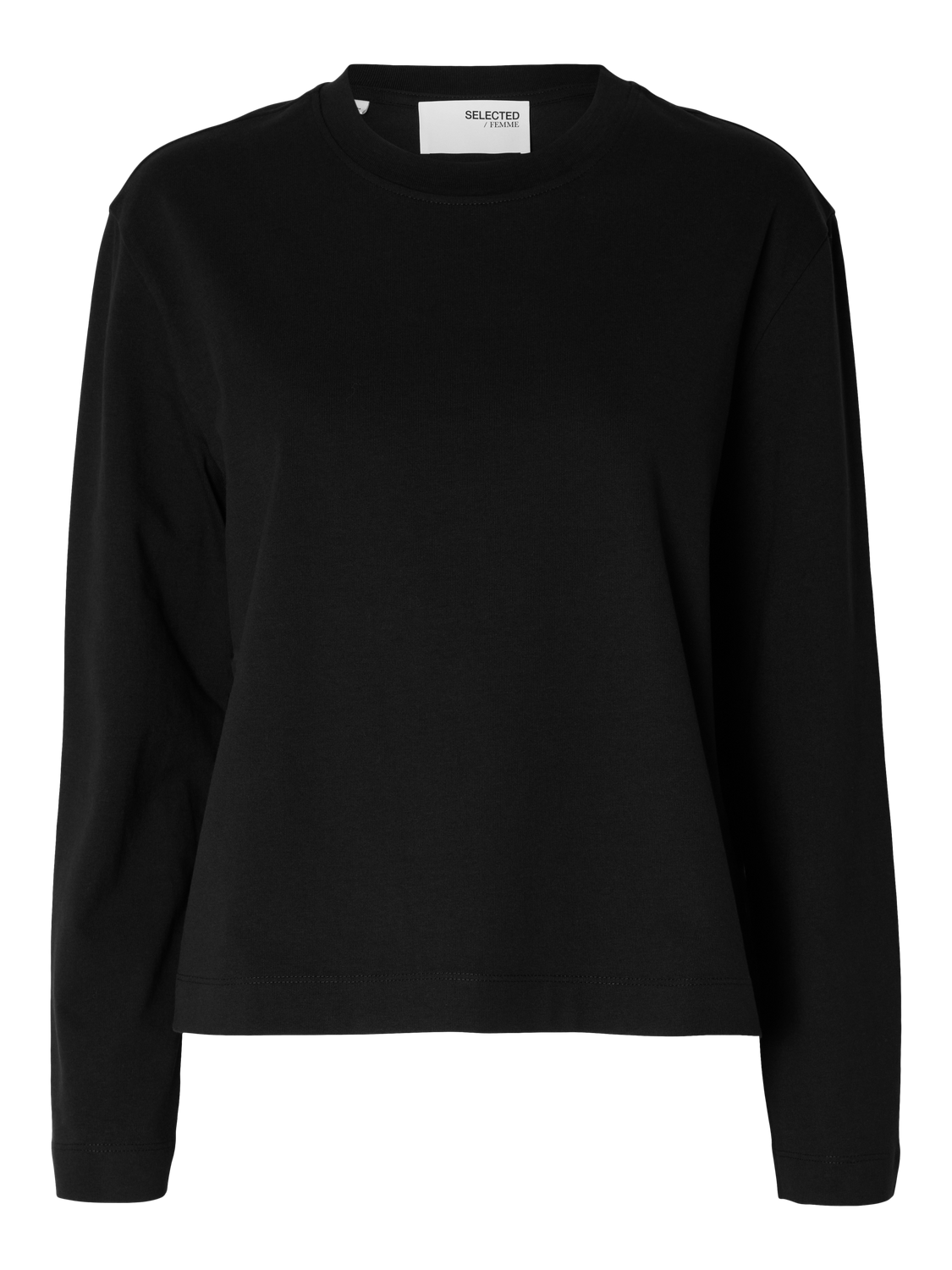 SELECTED FEMME - ESSENTIAL LS BOXY T-Shirt - Black