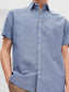 Regular kort arm lin skjorte - Blå/ Medium Blue Denim