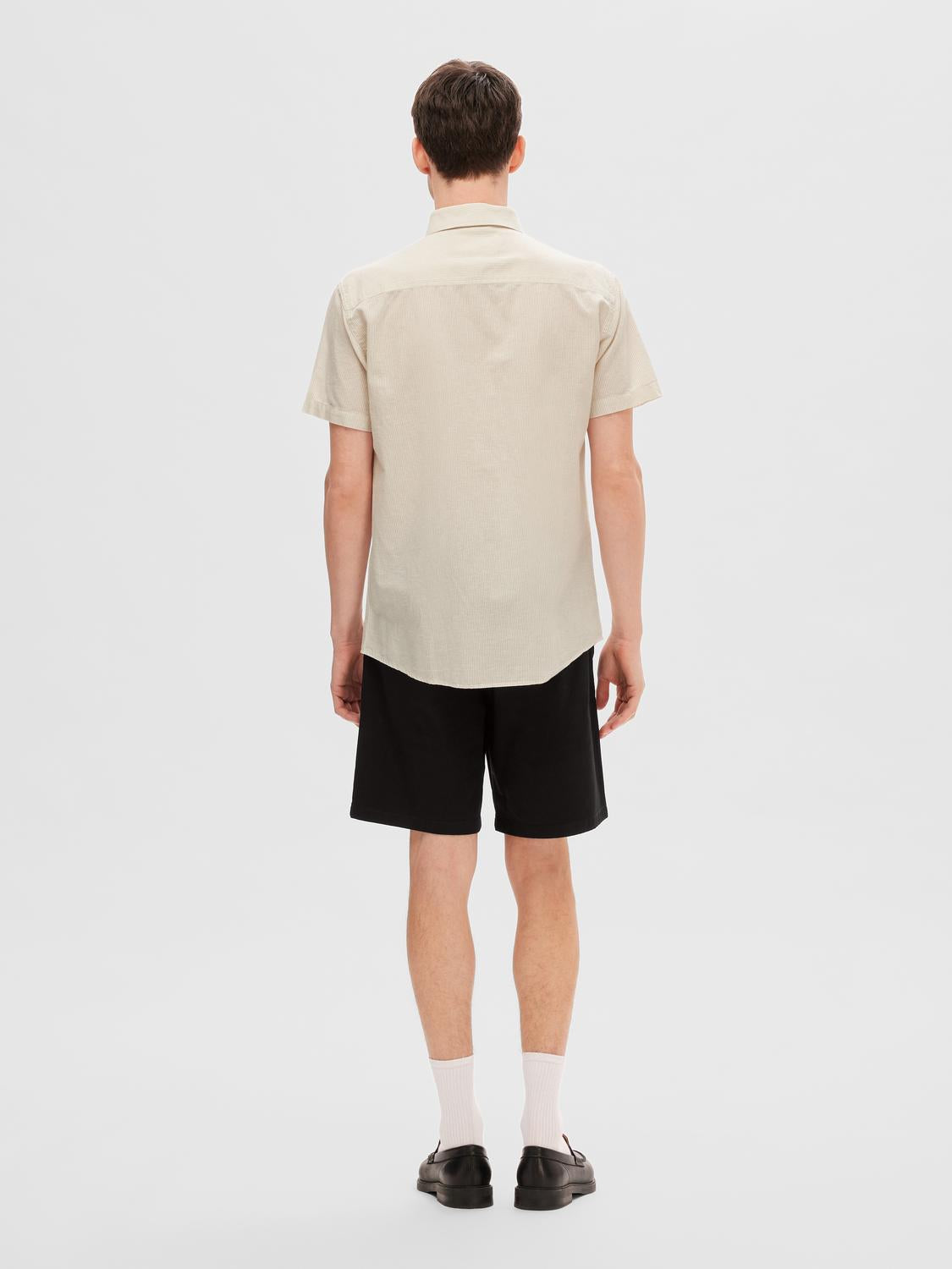 Regular lin skjorte med kort arm - Beige/ Pure Cashmere