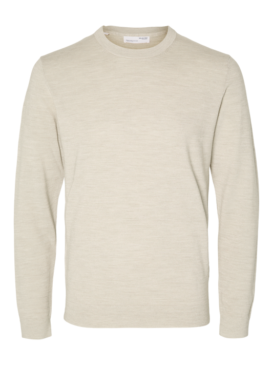 SELECTED HOMME - TOWN MERINO O-NECK GENSER - Fog