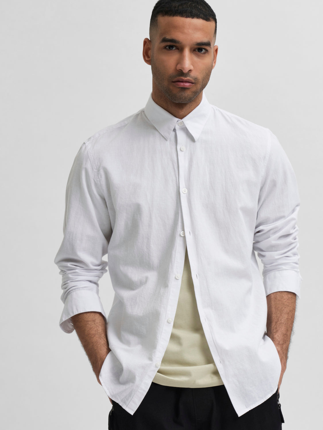 SLIM NEW-LINEN Shirts - White
