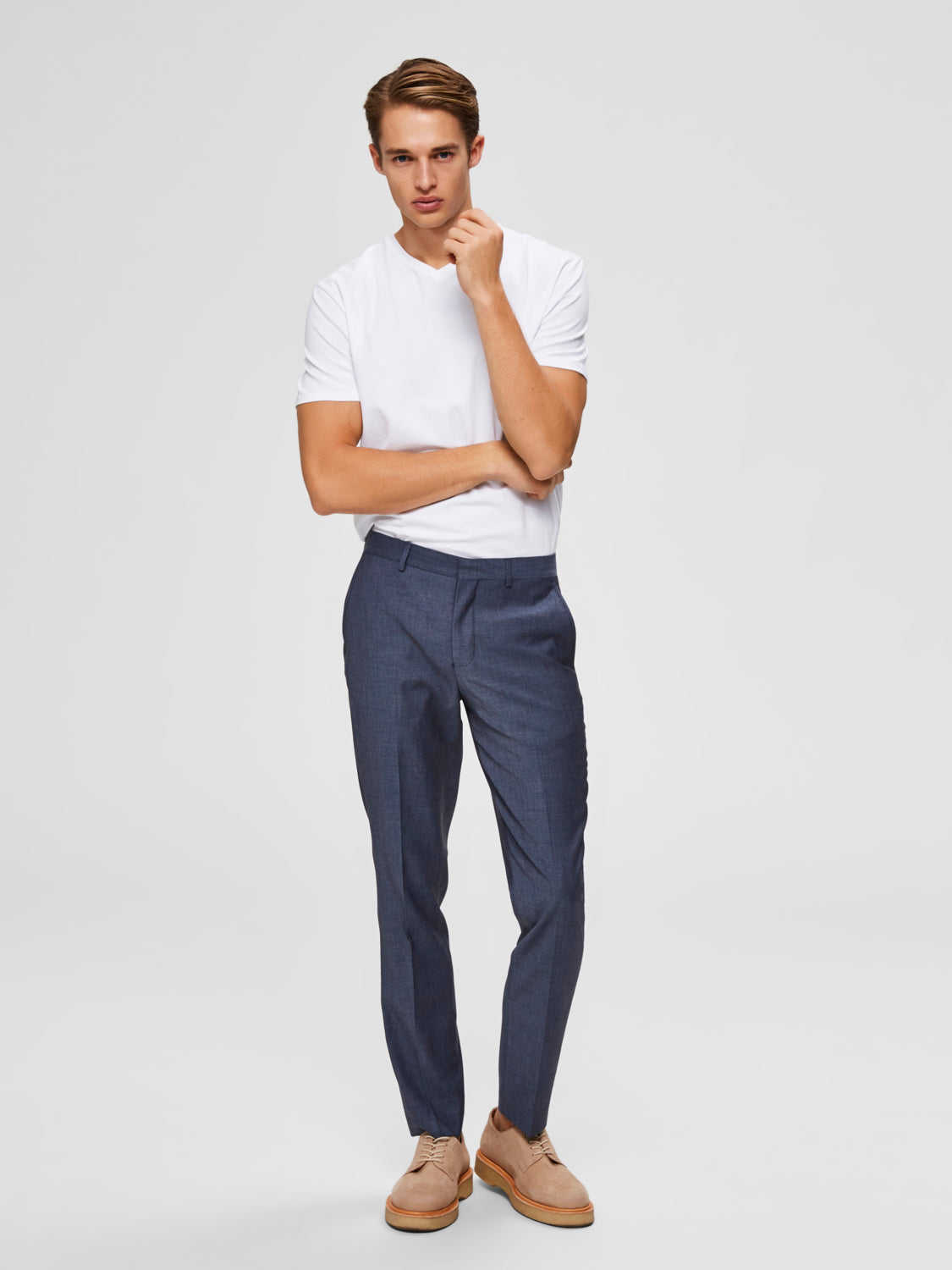 Pima V-Neck T-Skjorte - Hvit/ Bright White