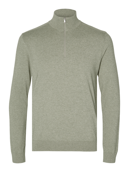 SELECTED HOMME - BERG HALF ZIP GENSER - Vetiver