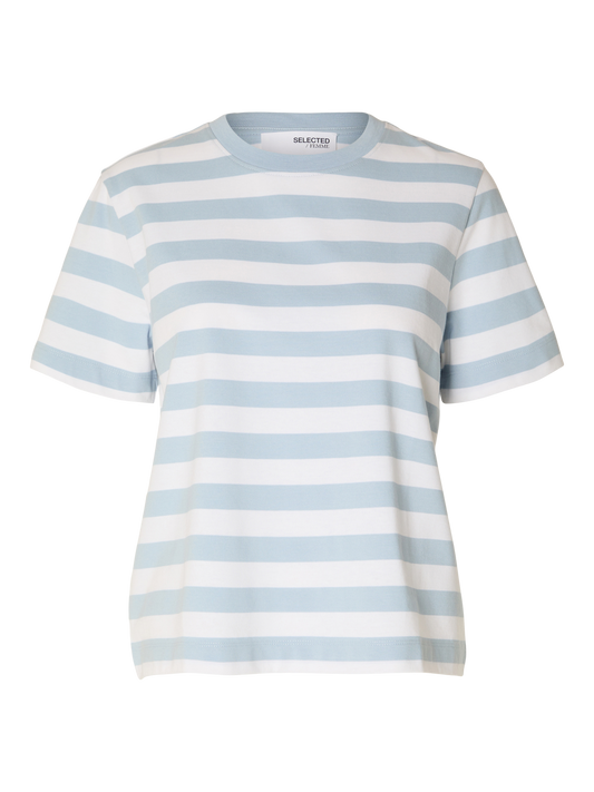 Essential Boxy T-skjorte - Stripete/ Cashmere Blue