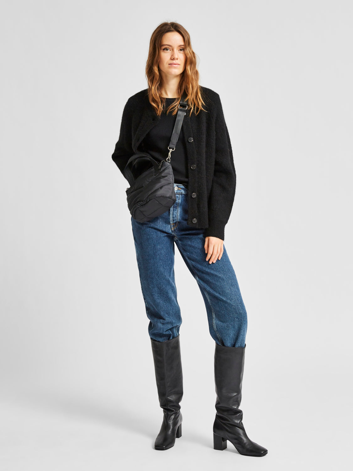 Lulu kort ullcardigan - Sort