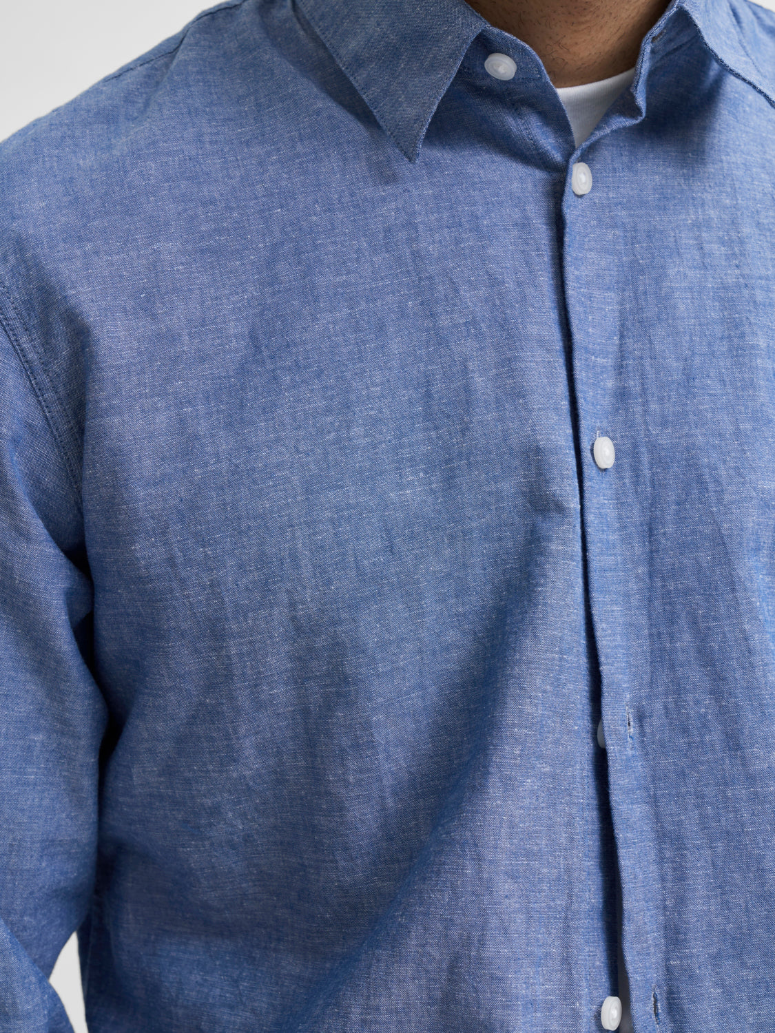 SLHSLIMNEW-LINEN Shirts - Medium Blue Denim