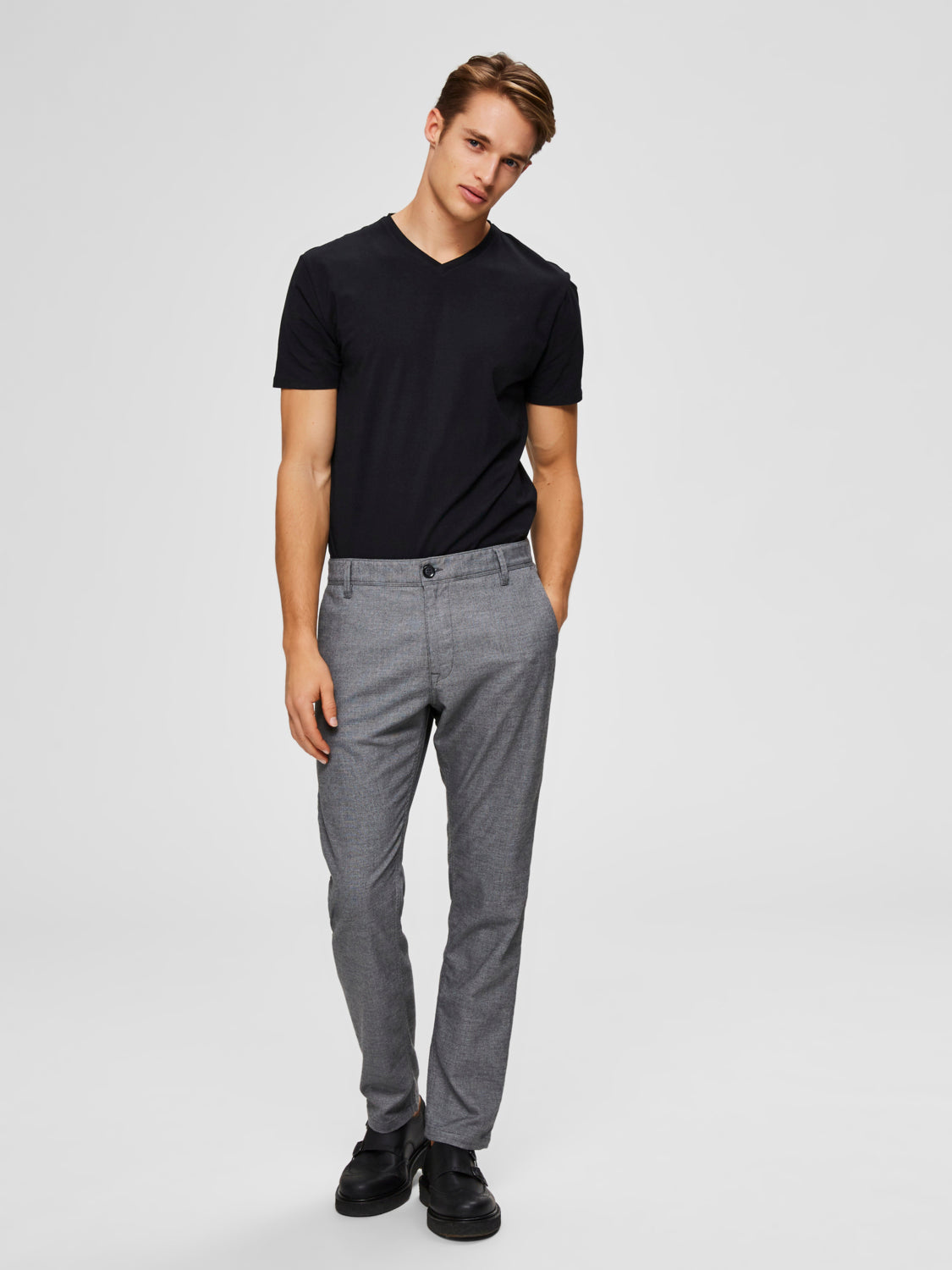 Pima V-Neck T-Skjorte - Sort/ Black