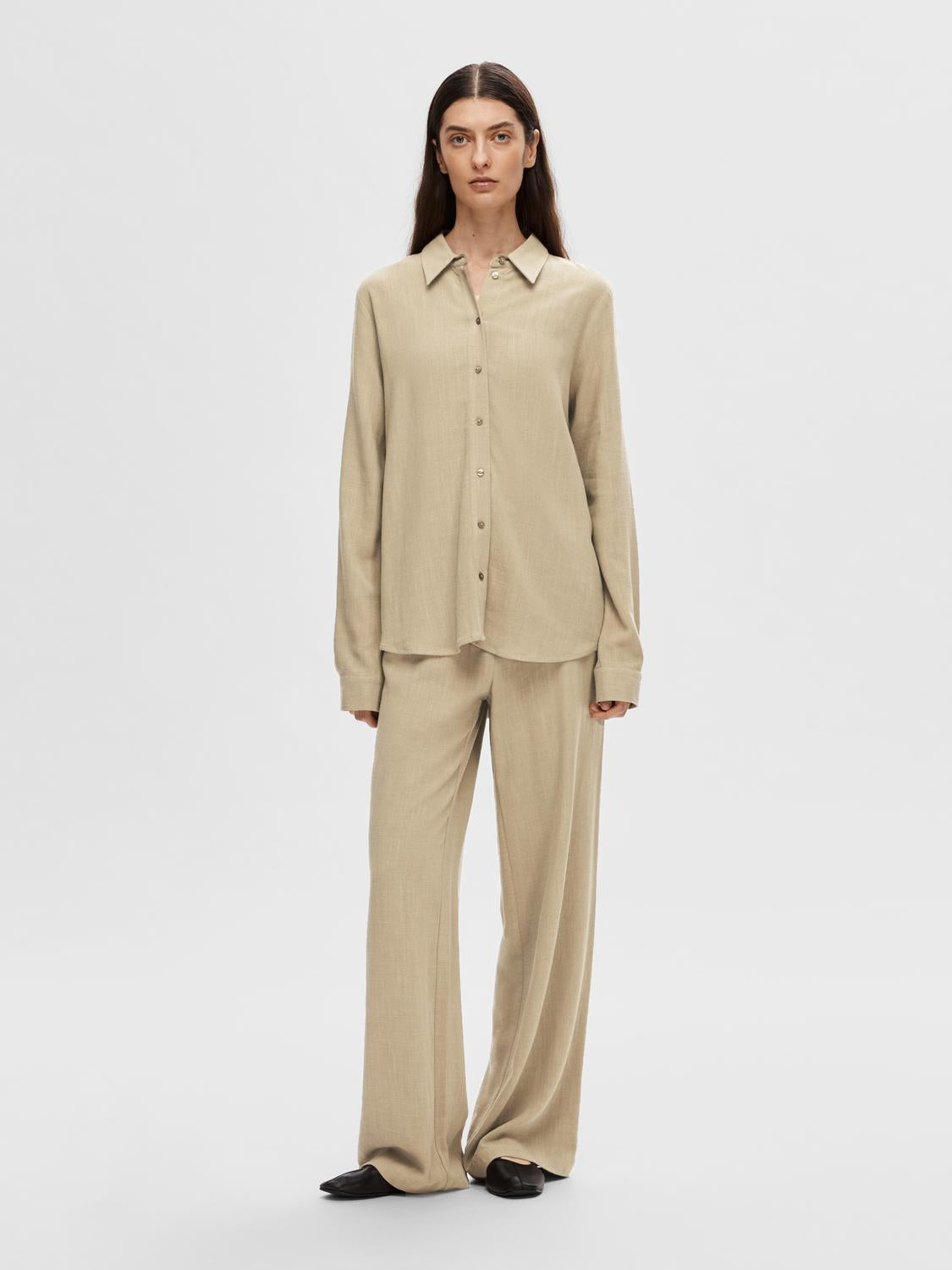 Viva lin skjorte - Beige/ Greige