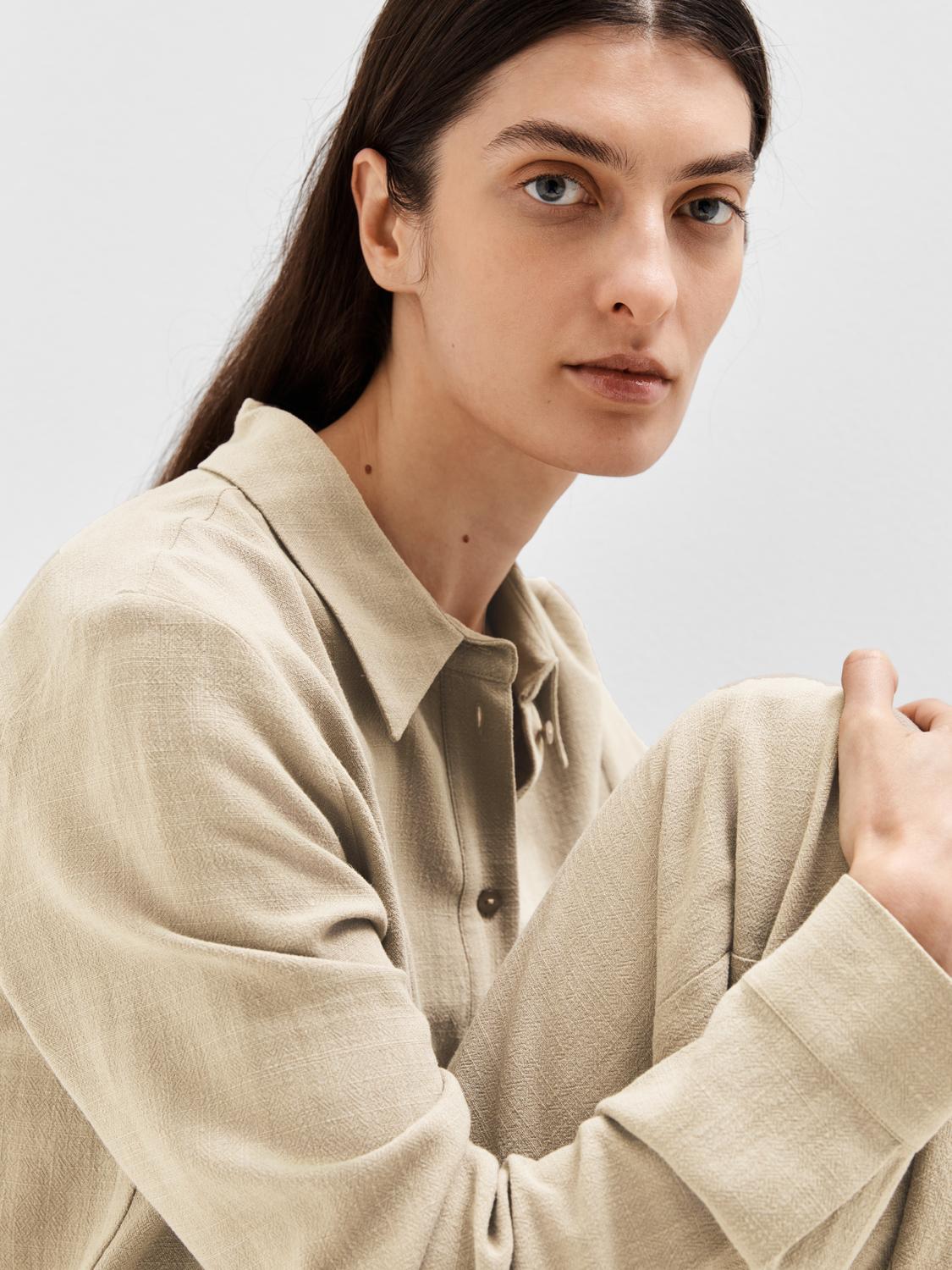 Viva lin skjorte - Beige/ Greige