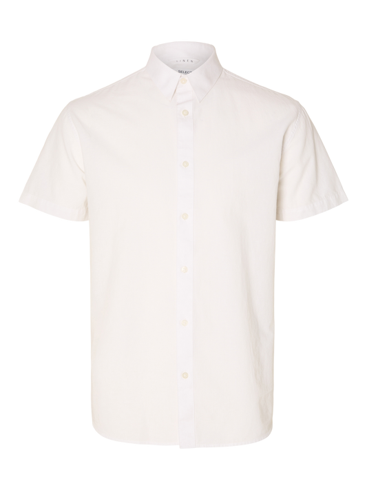 Regular kort arm lin skjorte - Hvit/ White